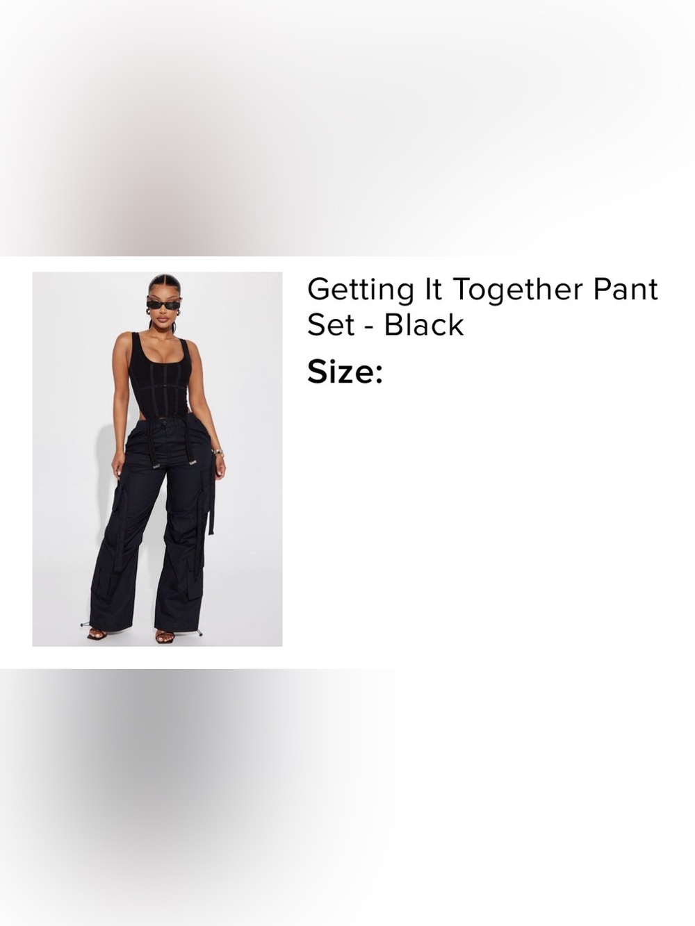 Fashion Nova Black Utility Cargo Track Pants